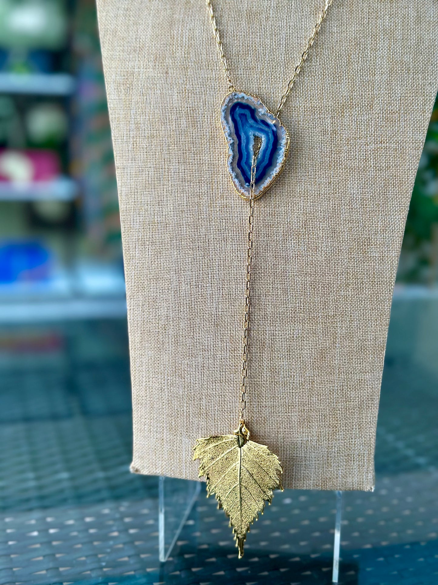 Manye Norki Stone & Leaf Necklace