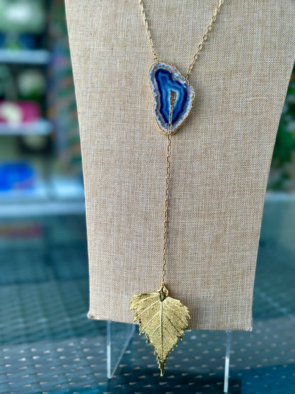 Manye Norki Stone & Leaf Necklace