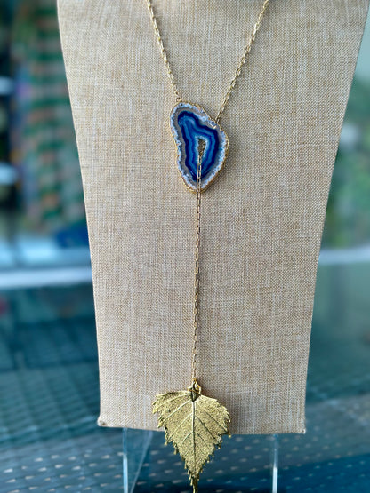 Manye Norki Stone & Leaf Necklace