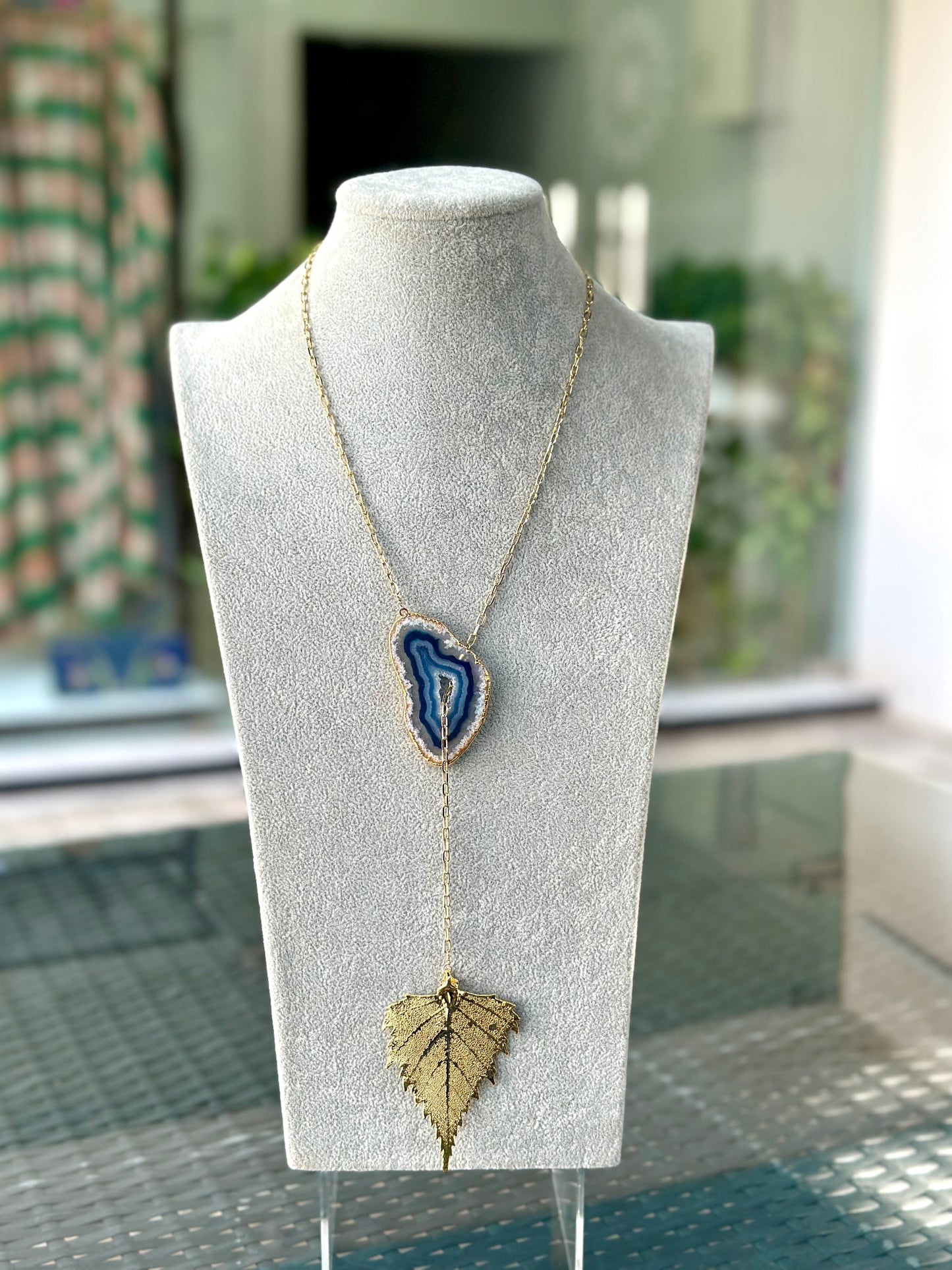 Manye Norki Stone & Leaf Necklace