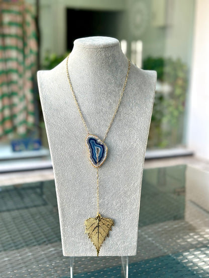 Manye Norki Stone & Leaf Necklace